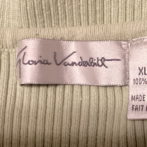 Gloria Vanderbilt Women's Knit Cotton Sweater Size XL V-Neck Stretchy Green - Picture 4 of 5